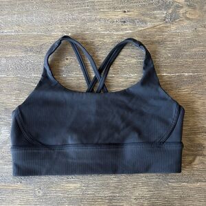 Lululemon Energy Longline Black Ribbed Women's Sports Bra